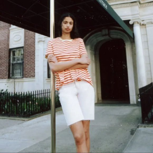 ZARA | Red & White | COMBINED PEPLUM T-SHIRT - Picture 5 of 8